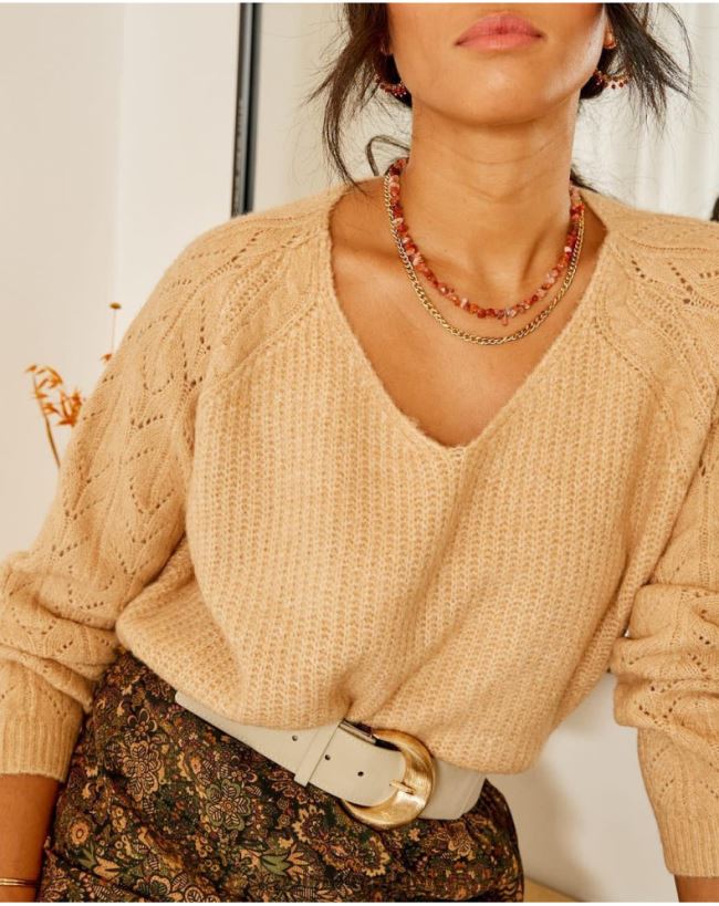 Polin et moi Pullover Standard-Spikes HT8R355 Kleidung Kamel