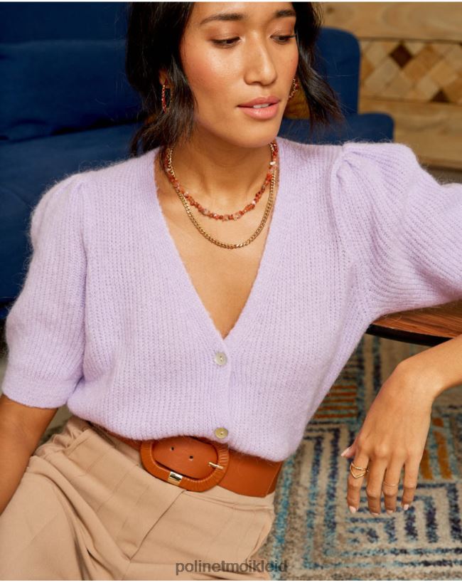 Polin et moi Strickjacke Clarisa Point HT8R351 Kleidung lila