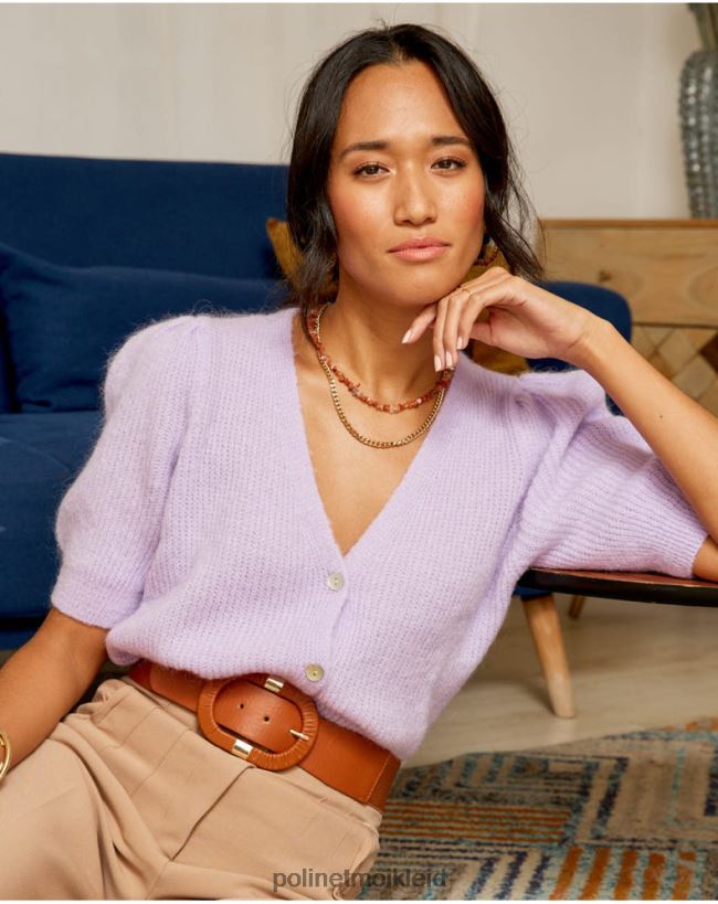 Polin et moi Strickjacke Clarisa Point HT8R351 Kleidung lila