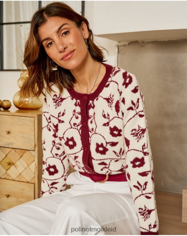 Polin et moi Strickjacke mit Sofia-Stempel HT8R357 Kleidung roh