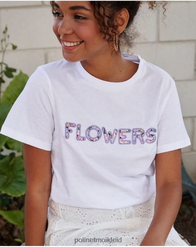 Polin et moi Blumen-Bela-T-Shirt HT8R250 Kleidung Weiß