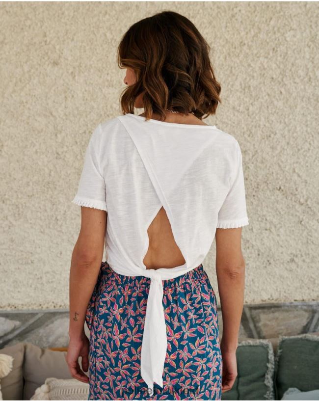 Polin et moi Knot Cher T-Shirt HT8R263 Kleidung Weiß