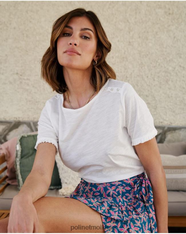 Polin et moi Knot Cher T-Shirt HT8R263 Kleidung Weiß