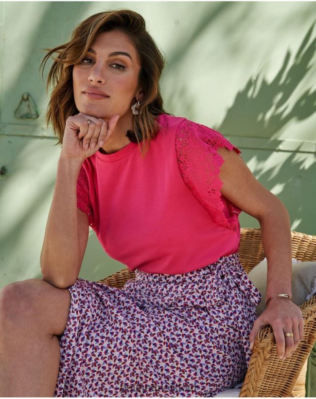 Polin et moi Oberteil mit Rüschen, Sissi HT8R275 Kleidung Fuchsie