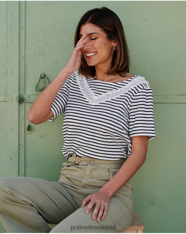 Polin et moi Paty-Streifen-T-Shirt HT8R259 Kleidung Marine