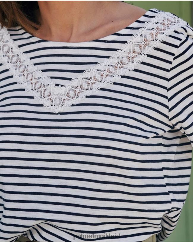 Polin et moi Paty-Streifen-T-Shirt HT8R259 Kleidung Marine