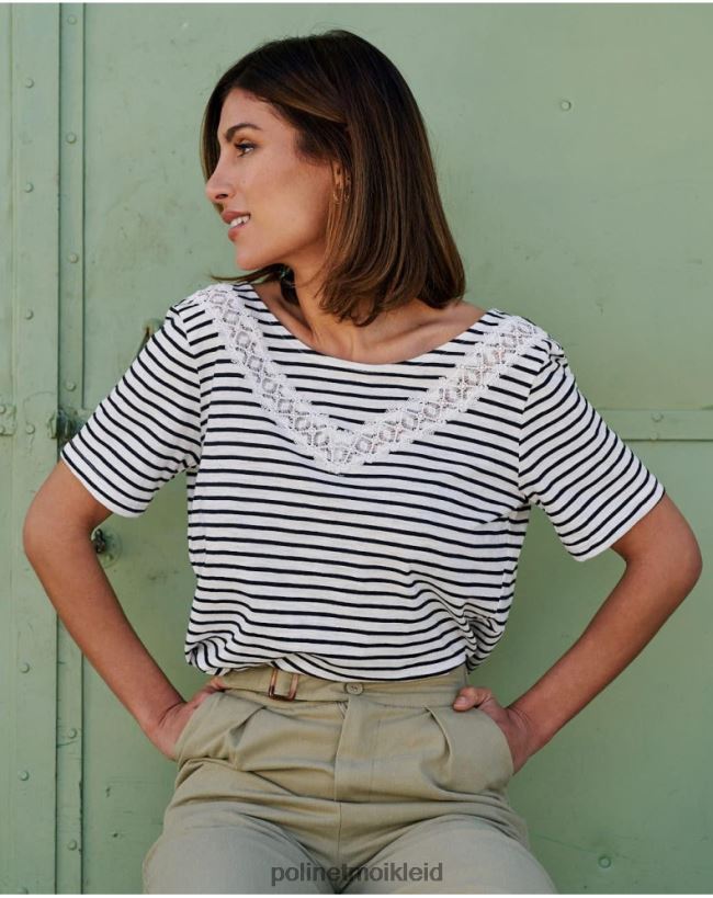 Polin et moi Paty-Streifen-T-Shirt HT8R259 Kleidung Marine