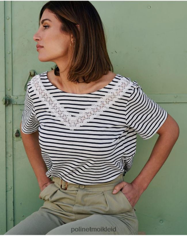Polin et moi Paty-Streifen-T-Shirt HT8R259 Kleidung Marine