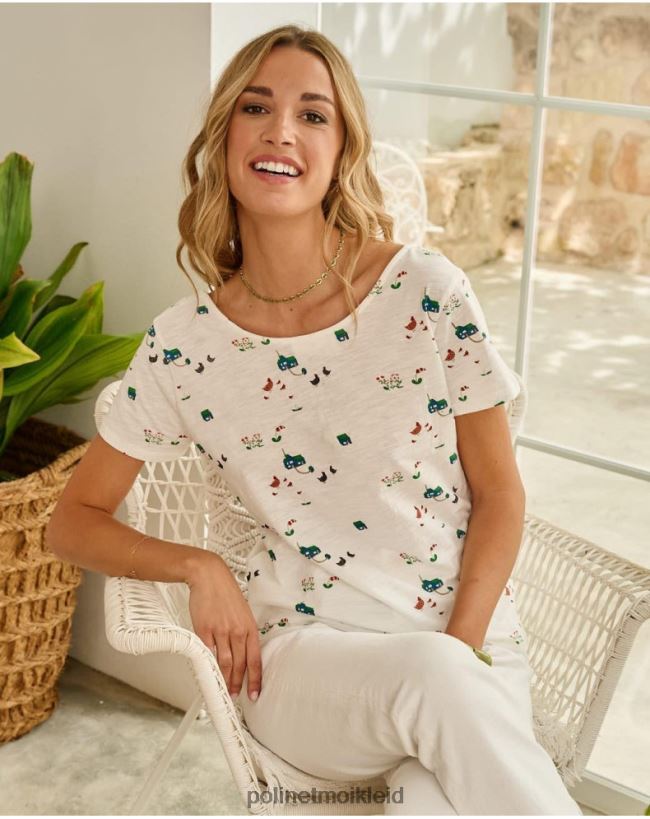 Polin et moi T-Shirt-Knöpfe HT8R267 Kleidung Weiß