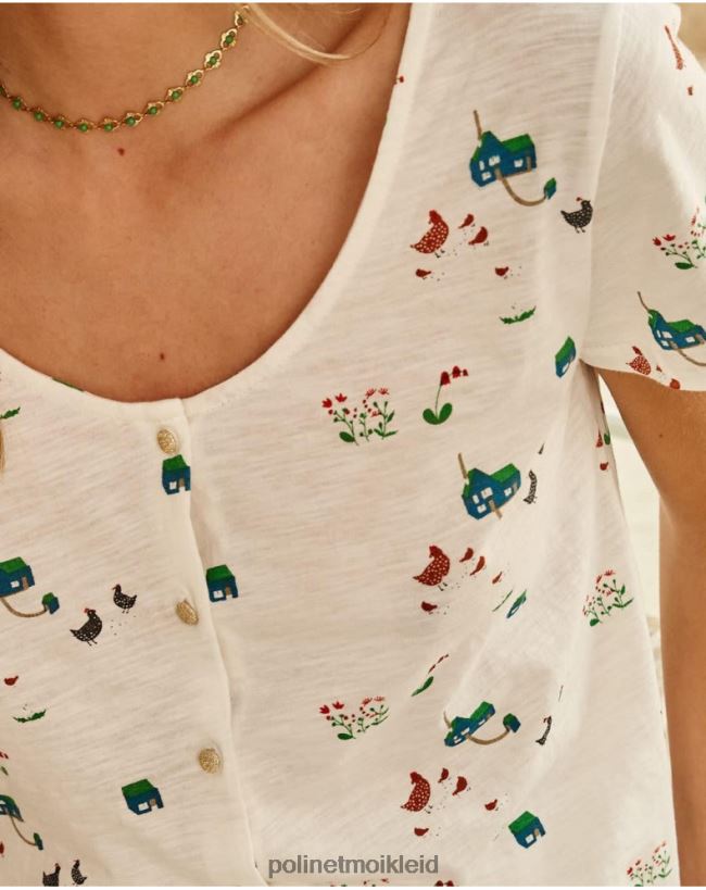 Polin et moi T-Shirt-Knöpfe HT8R267 Kleidung Weiß