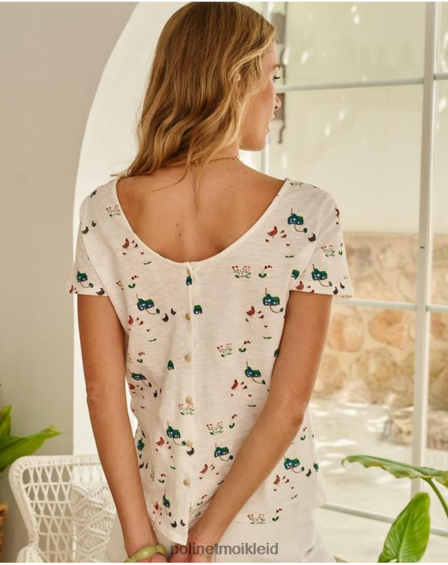 Polin et moi T-Shirt-Knöpfe HT8R267 Kleidung Weiß