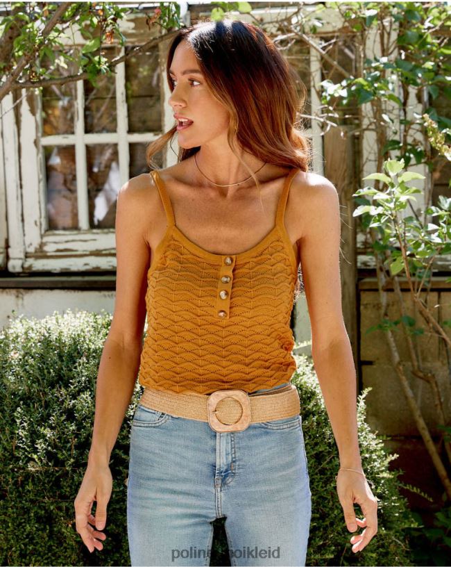 Polin et moi Top-Bonnie-Knöpfe HT8R293 Kleidung Ocker