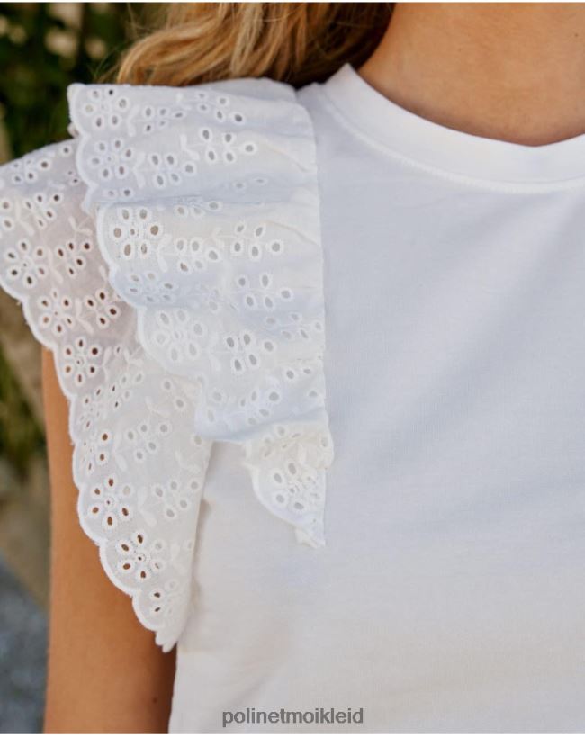 Polin et moi Top mit Rüschen aus Aymara HT8R266 Kleidung Weiß