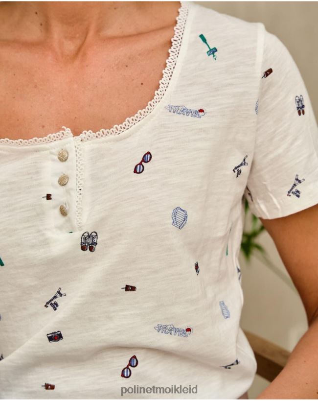 Polin et moi Yarina Reise-T-Shirt HT8R262 Kleidung Weiß