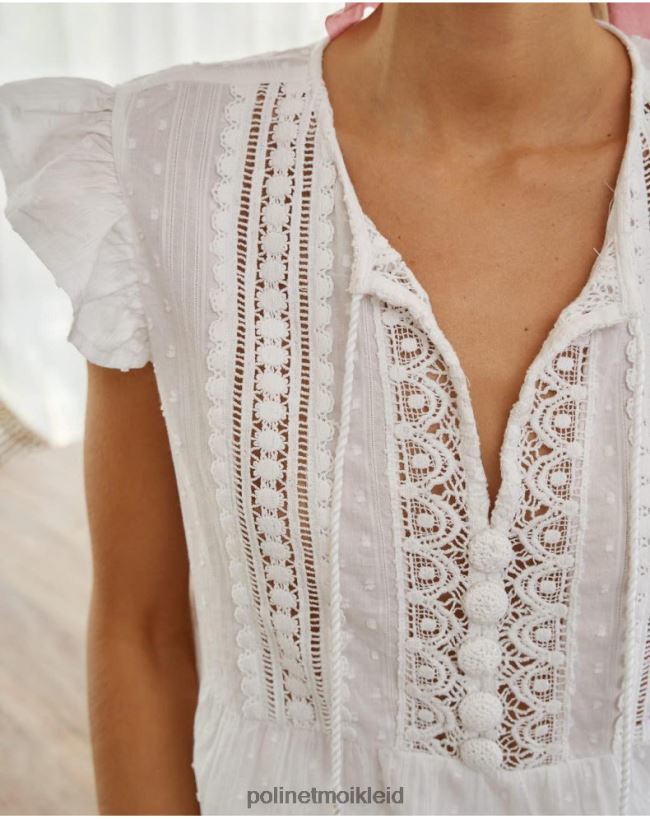 Polin et moi besticktes Oberteil Deborah HT8R271 Kleidung Weiß