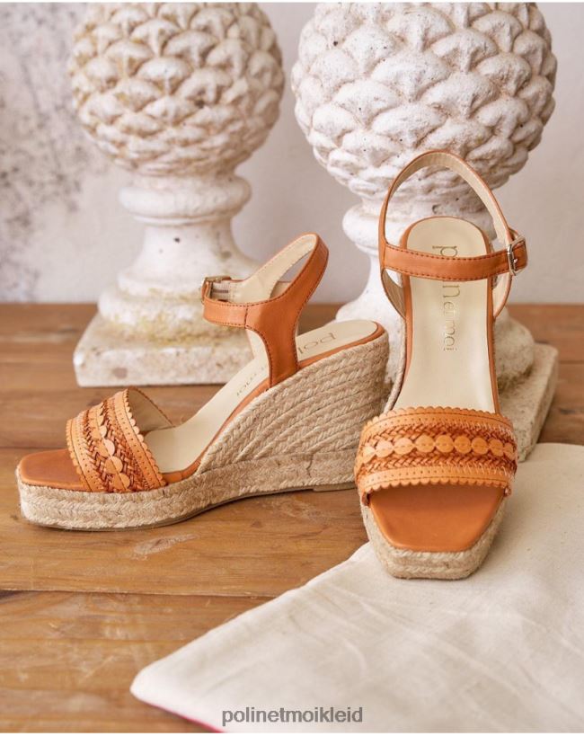 Polin et moi Sandale aus Leder Elizabeth HT8R452 Schuhwerk Kamel